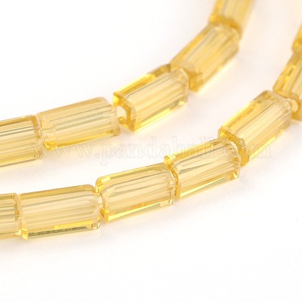 Faceted Cuboid Transparent Glass Bead Strands GLAA-J081-A09-1