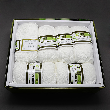 ソフトベビー用毛糸  竹繊維と絹で  ホワイト  1mm  約50グラム/ロール  6のロール/箱 YCOR-R024-ZM001-1