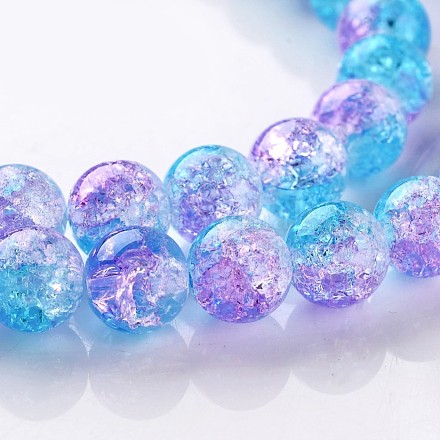 Dyed Crackle Glass Round Bead Strands CCG-M001-01-8mm-1