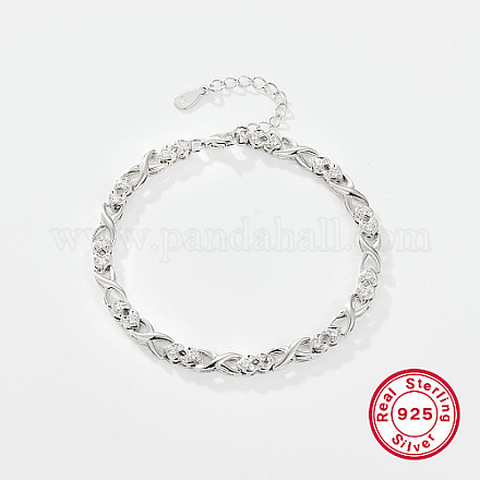 Браслет-цепочка с бесконечными звеньями из серебра 925 пробы с родиевым покрытием и платиновым покрытием RL9697-1