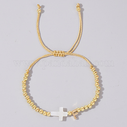 Плетеные браслеты из латуни и натуральных ракушек для женщин UD0846-6-1