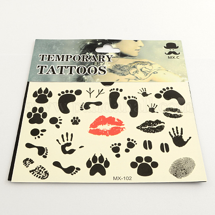 Mixed Style Footprints Cool Body Art Removable Mixed Shapes Fake Temporary Tattoos Metallic Paper Stickers X-AJEW-Q098-09-1