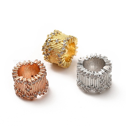 Perles de placage en laiton avec zircone cubique de micro pave KK-C010-36-1