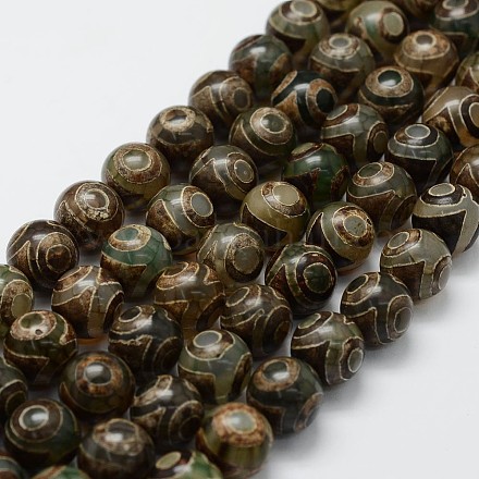 Brins de perles dzi à 3 œil de style tibétain TDZI-G010-K06-1