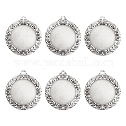 FINGERINSPIRE 6pcs Blank Award Medals 43.5mm Silver Medals Group Flat Round Silver Medals Award Gift Make Your Own Medals Alloy Medals Pendant Cabochons Settings for Competitions Sports Meeting FIND-FG0002-36S-1