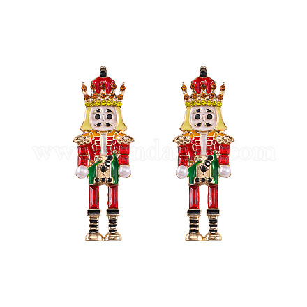 Серьги-гвоздики из сплава с эмалью в форме мультяшного солдата FS-WGA682D-05-1