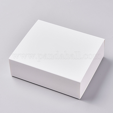 折りたたみ可能な紙の引き出しボックス  スライドギフトボックス  クリスマスラッピングギフト用  パーティー  結婚式  長方形  ホワイト  12.8x11x4.3cm CON-WH0069-67B-1