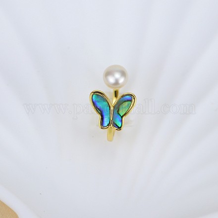 Натуральный пресноводный жемчуг с кольцами-манжетами из натуральных ракушек WGACE42-12-1