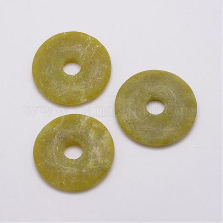 Pendentifs en jade olive naturel G-P165-29A-1