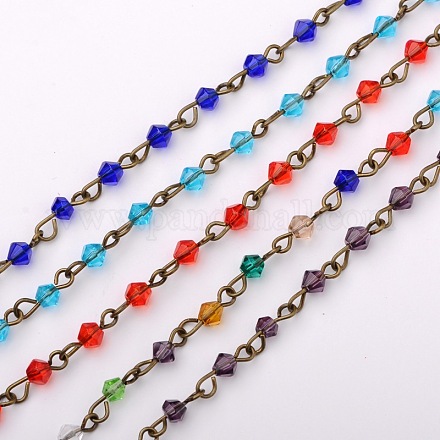 Hechos a mano de las cadenas de los abalorios de cristal bicono para collares pulseras hacer AJEW-JB00049-1