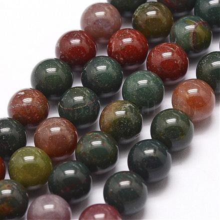 Natural Indian Bloodstone Beads Strands G-G954-02-10mm-1