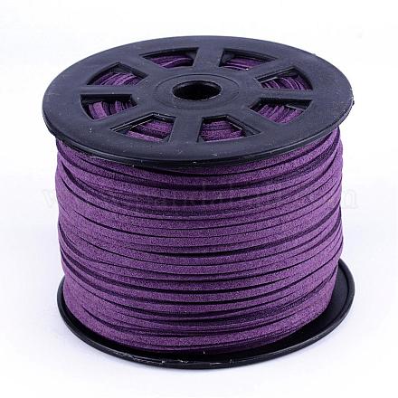 スエード調コード  フェイクレース  紫色のメディア  1/8インチ（3mm）x1.5mm  約100ヤード/ロール（91.44メートル/ロール）  300フィート/ロール LW-S028-44-1