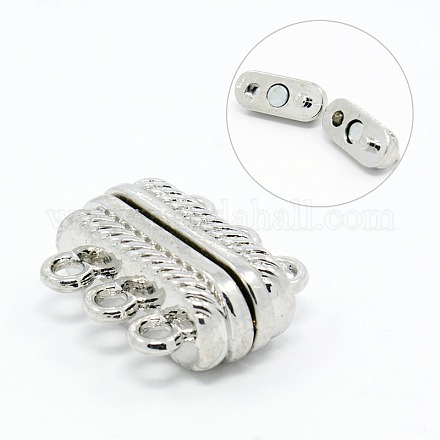 3-Strand Rectangle Alloy Magnetic Clasps PALLOY-A053-P-NF-1