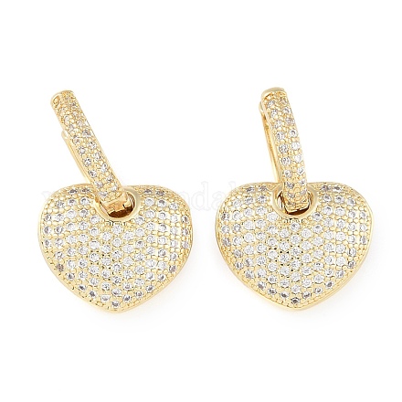 Серьги-кольца из латуни с микропаве из прозрачного кубического циркония для женщин EJEW-S225-01G-1