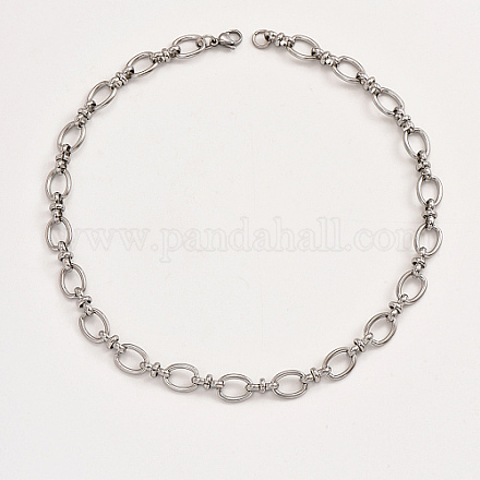 Collane con catena a maglie ovali in acciaio inossidabile MF4965-2-1