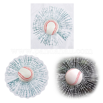 SUPERFINDINGS Baseball Car Stickers Broken Glass 3D Car Stickers Tricky Creative Glass Window Stickers Wihte Baseball Hits Self Adhesive Decal Stickers for Car Glass Window Vehicle Decoration DIY-WH0349-181-1