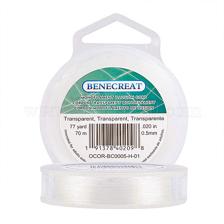 Benecreat 70m 0.5mm klares Fischen Nylon Perlenfaden Draht zum Aufhängen von Ornamenten OCOR-BC0005-H-01-1