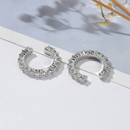 Латунные серьги-манжеты из прозрачного кубического циркония X-EJEW-I249-14P-1