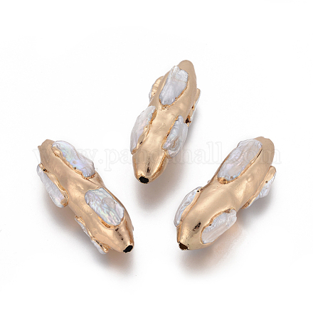 Perlas naturales abalorios de agua dulce cultivadas PEAR-L026-04G-1
