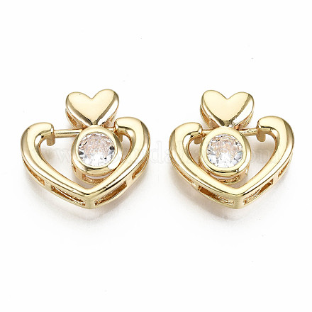 Brass Micro Pave Clear Cubic Zirconia Slide Charms KK-S356-213G-NF-1