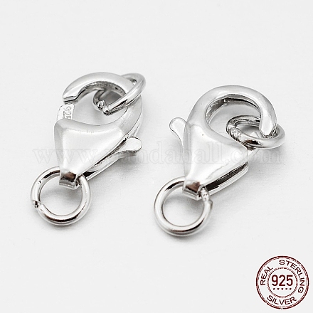 Rhodium Plated 925 Sterling Silver Lobster Claw Clasps STER-O015-D-04-1