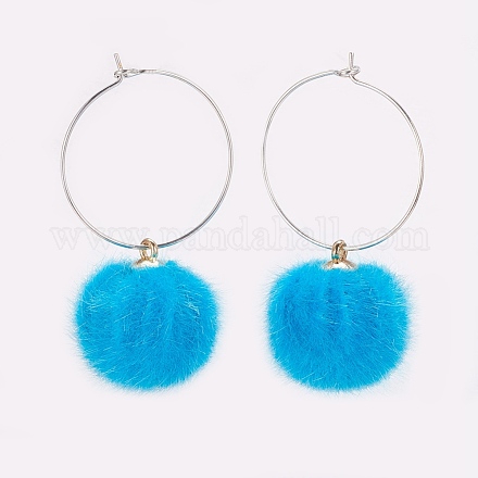 Faux Mink Fur Woven Cloth Wine Glass Charms EJEW-JE02737-03-1
