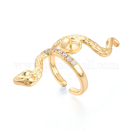 Змея латунная микропаве кубический цирконий чашка колец оправа KK-N274-40G-1