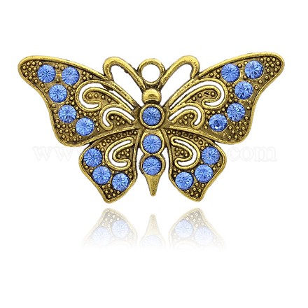 Oro antico ha placcato strass lega farfalla grandi ciondoli RB-J234-04AG-1