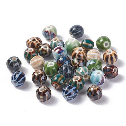 Perles en porcelaine manuelles PORC-S498-24-M-1