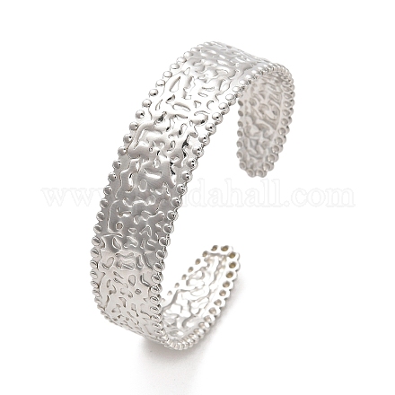 304 bracelet manchette plat texturé en acier inoxydable BJEW-G694-02P-1