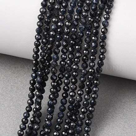 Natürliche schwarze Saphirperlenstränge G-P625-3mm-01-1