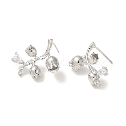 Серьги-гвоздики из латуни с прозрачным фианитом KK-G499-03P-1