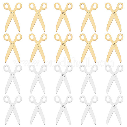 DICOSMETIC 20Pcs 2 Colors Scissors Shape Charms Golden Sewing Scissors Pendants Cute Barber Scissors Charms Stainless Steel Hairdressing Tools Charms for Jewelry Making STAS-DC0012-83-1