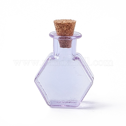 Hexagone maison de poupée miniature verre bouteilles de liège ornement AJEW-F058-01F-1