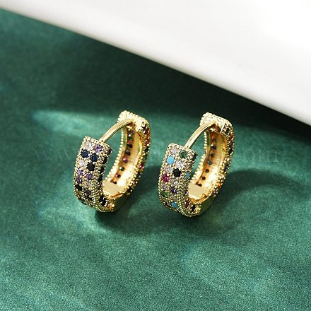 Серьги-кольца из латуни с микро-паве EJEW-S277-09G-B-1