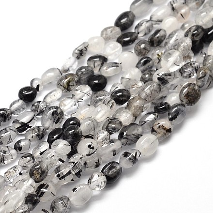 Pépites naturelles de quartz rutile brins de perles G-J335-20-1