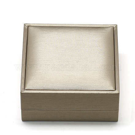 プラスチックブレスレットの箱  ベルベットと  正方形  淡い茶色  9.1x9.1x4.5cm OBOX-Q014-31-1