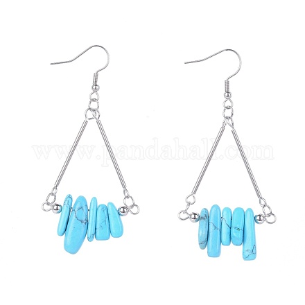 Synthetic Turquoise Dangle Earrings EJEW-JE04007-02-1