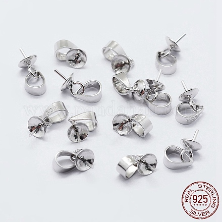 925 pin ciondoli in argento sterling perla tazza cauzione STER-F036-07S-6mm-1