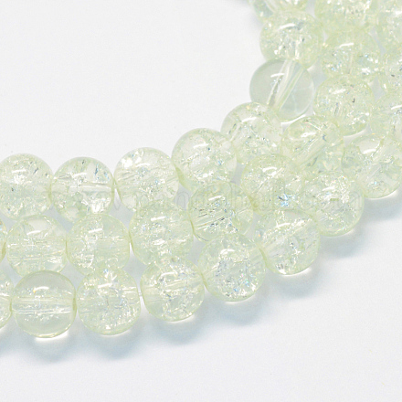 Chapelets de perle ronde en verre craquelé transparent peint DGLA-Q018-14mm-01-1
