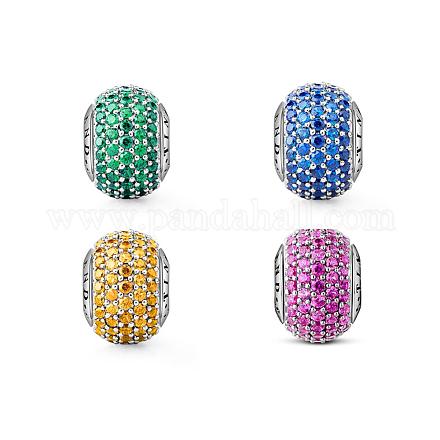 TINYSAND Sterling Silver Cubic Zirconia Rainbow Colour Set European Beads TS-Cset-002-1