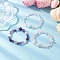 3Pcs Natural Quartz Crystal & Rose Quartz & Amethyst & Malaysia Jade & Synthetic Moonstone Beaded Stretch Bracelets for Women, Inner Diameter: 2 inch(5cm)