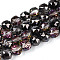 Electroplate Transparent Glass Round Beads Strands, Faceted, Black, 7.5~8.5x7~7.5mm, Hole: 1.2~1.6mm, about 25~26pcs/strand, 6.89~7.48''(17.5~19cm)