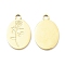 Ion Plating(IP) 316L Surgical Stainless Steel Pendants, Nickel Free, Oval with Rose Charm, Real 18K Gold Plated, 22.5x14.5x1.3mm, Hole: 2mm