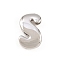 Brass Beads, Long-Lasting Plated, Rack Plating, Lead Free & Cadmium Free, Platinum, Letter S, 14x9x5mm, Hole: 11x3mm