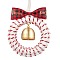 Christmas Wreath Wood & Cotton Threads Pendant Decorations, with Brass Bell, for Christmas Tree Hanging Ornaments, Red, 235mm