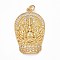 Rack Plating Brass Micro Pave Clear Cubic Zirconia Pendants, Cadmium Free & Nickel Free & Lead Free, Long-Lasting Plated, Thousand-Arm Guanyin, Real 18K Gold Plated, 31.5x20x4mm, Jump Ring: 5x1mm, Inner Diameter: 3mm