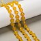 Natural Yellow Agate Beads Strands, Flat Round, Faceted, with Seed Beads, 7~7.5x7.5~8x4.5~5mm, Hole: 1mm, about 19~21pcs/strand, 7.52~7.60''(19.1~19.3cm)