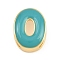 Brass Enamel Beads, Cadmium Free & Lead Free, Rack Plating, Long-Lasting Plated, Real 18K Gold Plated, Letter O, 14x11x6mm, Hole: 3x11mm