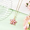 Handmade Glass Seed Beaded and Synthetic Imperial Jasper Dyed Beads Star Pendant Necklaces for Women, Golden, Pearl Pink, 17.80 inch(45.2cm)